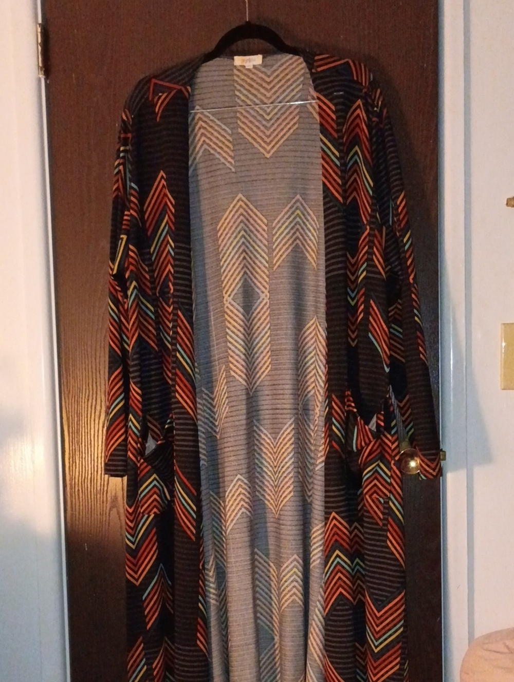 Open-Front Chevron Print Cape - Black with Multi-Color Chevron